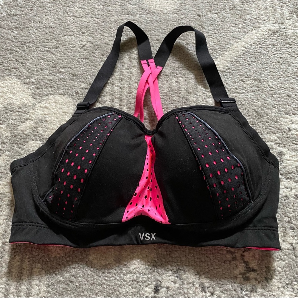 VSX Victoria’s Secret Sport Black Neon Pink Racerback sports bra